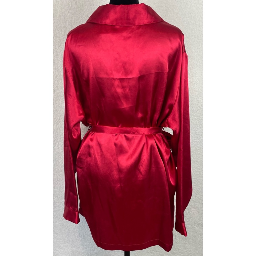 (VTG) PRIVATE LUXURIES • 3-Piece Red Satin Embroidered Pajama Set, L - Picture 7 of 16